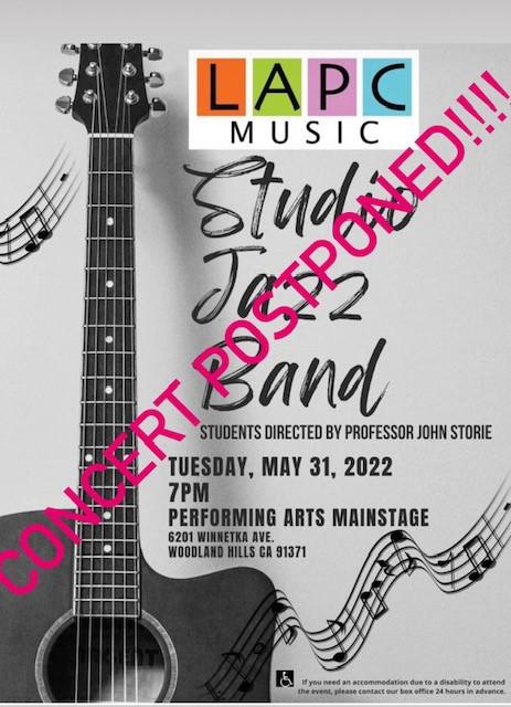 Studio Jazz Band Flyer Concert Postponed