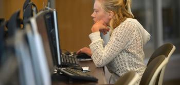 Student Girl Working on Computer